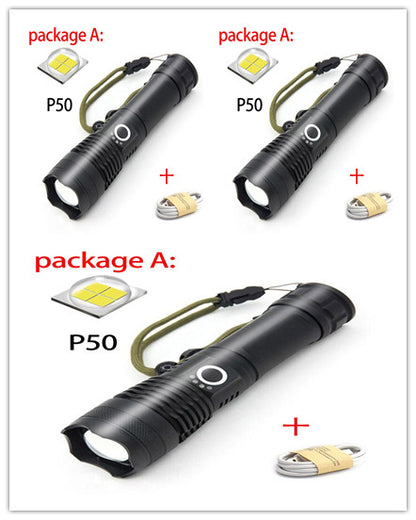 USB Charging Zoom P50 Flashlight – High Power LED Torch