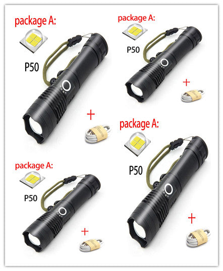 USB Charging Zoom P50 Flashlight – High Power LED Torch
