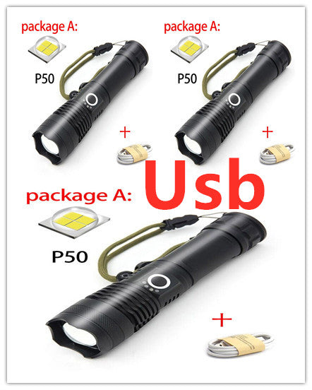 USB Charging Zoom P50 Flashlight – High Power LED Torch
