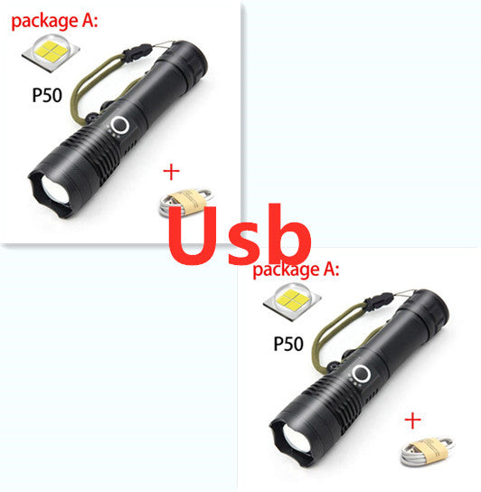 USB Charging Zoom P50 Flashlight – High Power LED Torch
