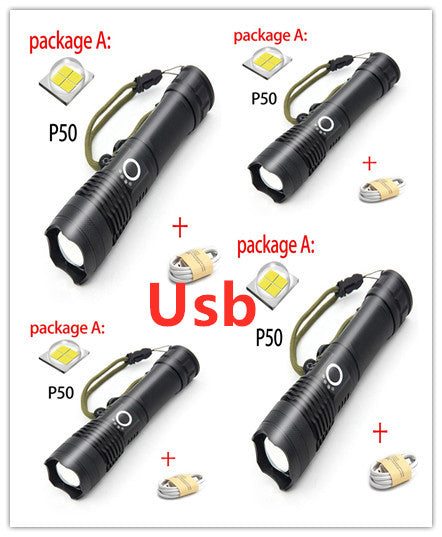 USB Charging Zoom P50 Flashlight – High Power LED Torch