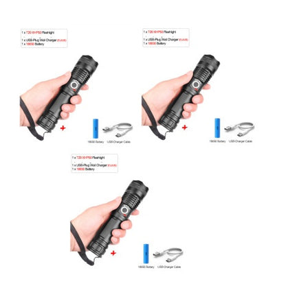 USB Charging Zoom P50 Flashlight – High Power LED Torch
