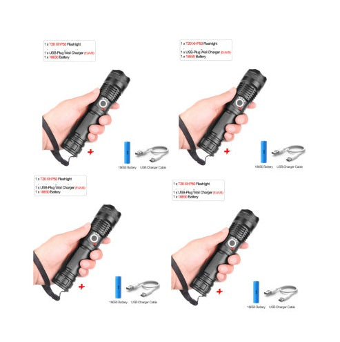 USB Charging Zoom P50 Flashlight – High Power LED Torch