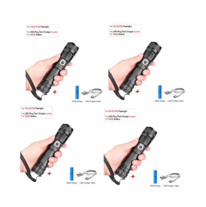 USB Charging Zoom P50 Flashlight – High Power LED Torch