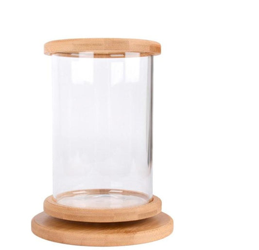 Buy Small Office Glass Aquarium with Bamboo Base Mini Fish Tank