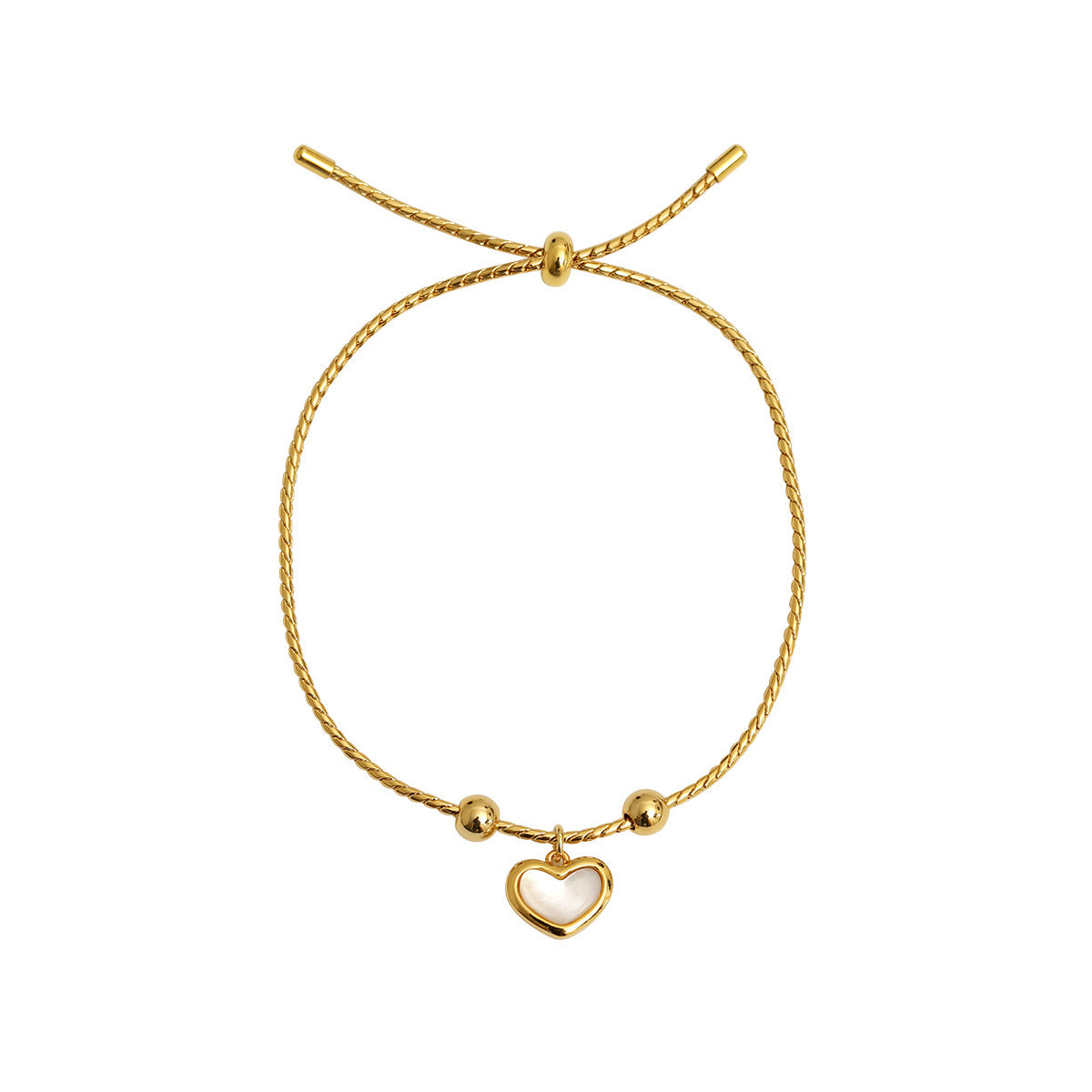 Shell White Peach Heart Love Bracelet – Adjustable Jewelry