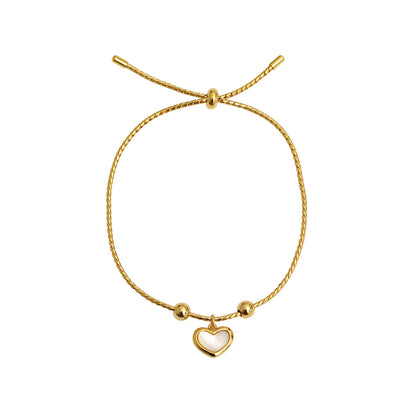 Shell White Peach Heart Love Bracelet – Adjustable Jewelry