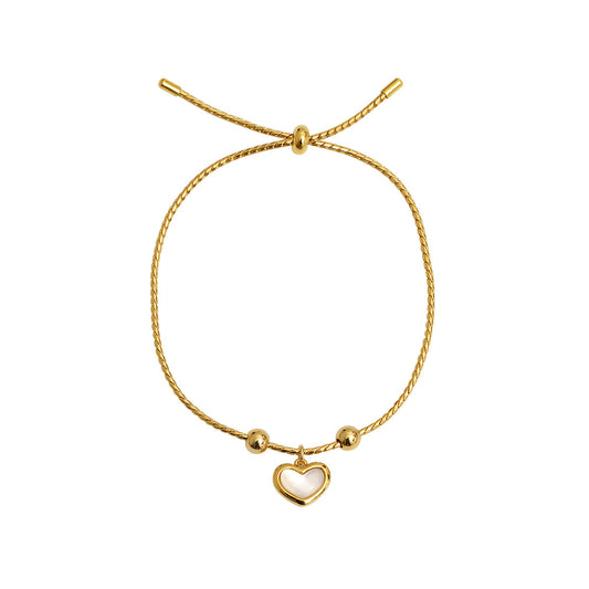 Shell White Peach Heart Love Bracelet – Adjustable Jewelry