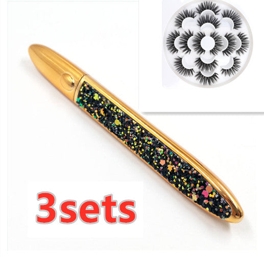False Eyelashes with Self-Adhesive Eyeliner Multicolor Set