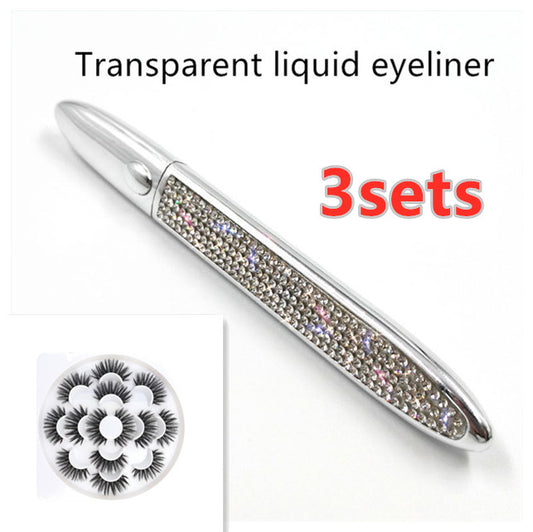 False Eyelashes with Self-Adhesive Eyeliner Multicolor Set