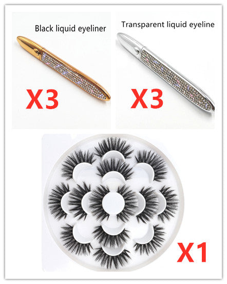 False Eyelashes with Self-Adhesive Eyeliner Multicolor Set