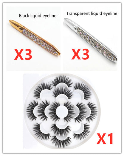 False Eyelashes with Self-Adhesive Eyeliner Multicolor Set
