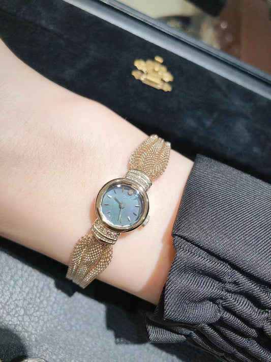 Vintage Square Watch for Women with Dainty Wheat Design