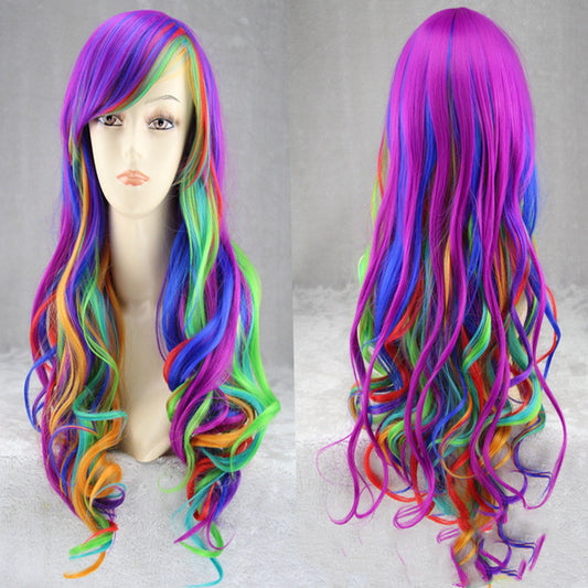 Colorful Rainbow Gradient Hairstyle – Vibrant Fashion Hair Wigs