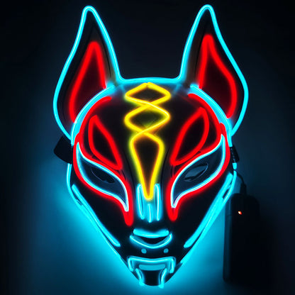 Glowing Cat Face Mask for Women Demon Slayer Cosplay & Party