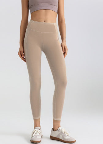 Stretchy Athletic Leggings with Mesh Side-Pockets for Fitness