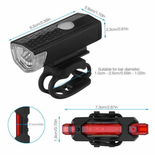 USB Rechargeable LED Bike Light – Front & Rear Cycling Lamp