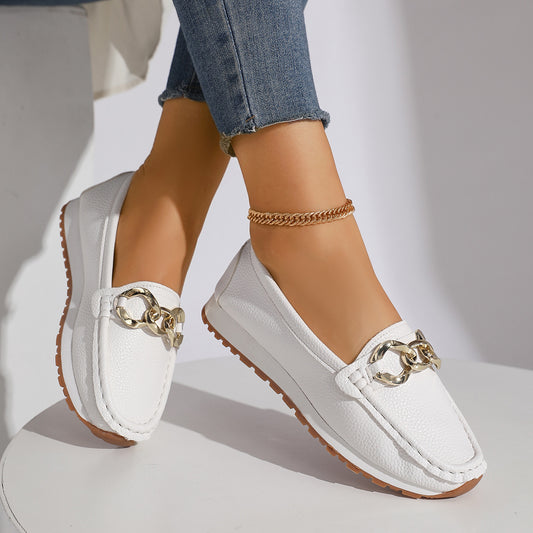 Buy Womens Casual Fashionable Minimalist Metal-buckle Slip-on Shoes