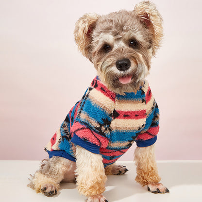 Cute Striped Fleece Dog Sweatshirt – Stylish Pet Clothes