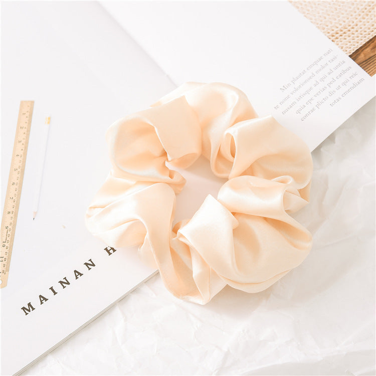 Satin Cloth Hair Tie Set – Large Circle Solid Color Hair Bands