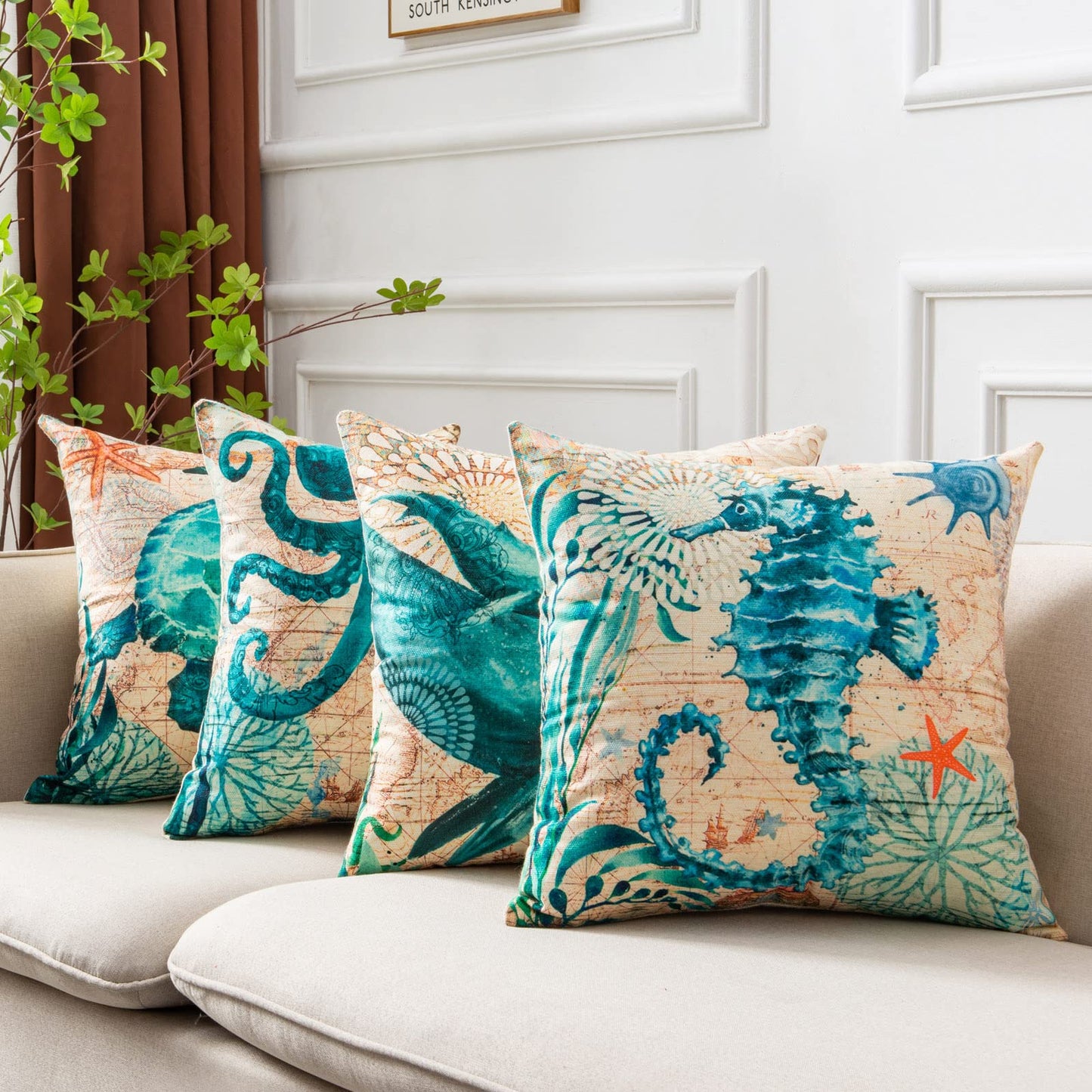 Sea Turtle Printed Cushion Covers  Stylish Throw Pillow Cases