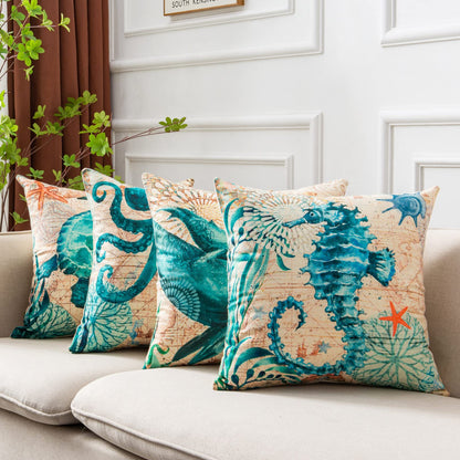 Sea Turtle Printed Cushion Covers  Stylish Throw Pillow Cases