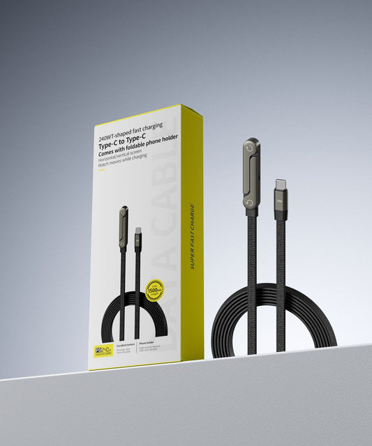 Foldable Bracket Data Cable – Fast Charging 2-in-1 Type-C Cable