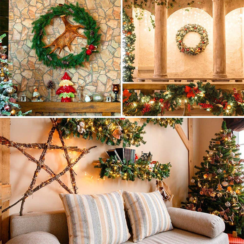 17cm 7-Fork Pine Needle Branches for Christmas Decor