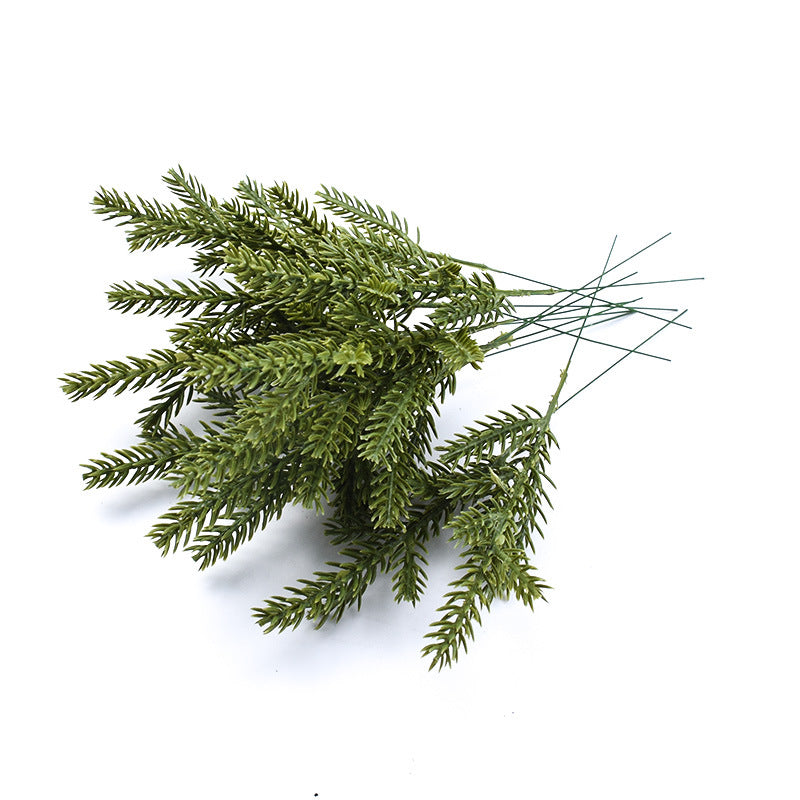 17cm 7-Fork Pine Needle Branches for Christmas Decor