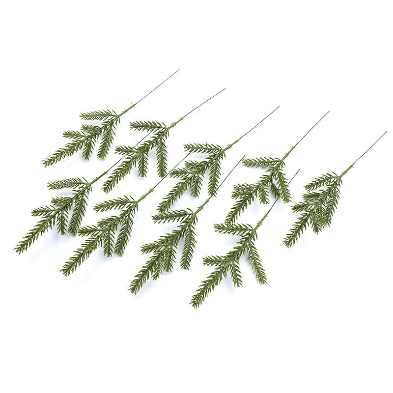 17cm 7-Fork Pine Needle Branches for Christmas Decor