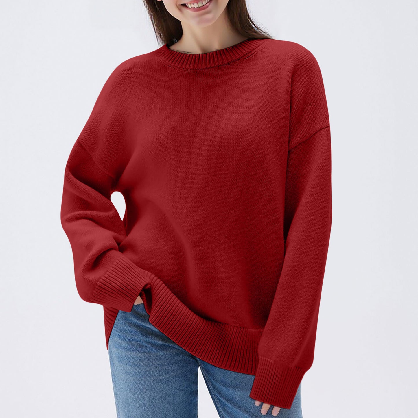 Women’s Round Neck Long-Sleeved Sweatshirt Casual & Loose Fit