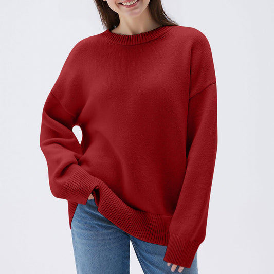 Women’s Round Neck Long-Sleeved Sweatshirt Casual & Loose Fit