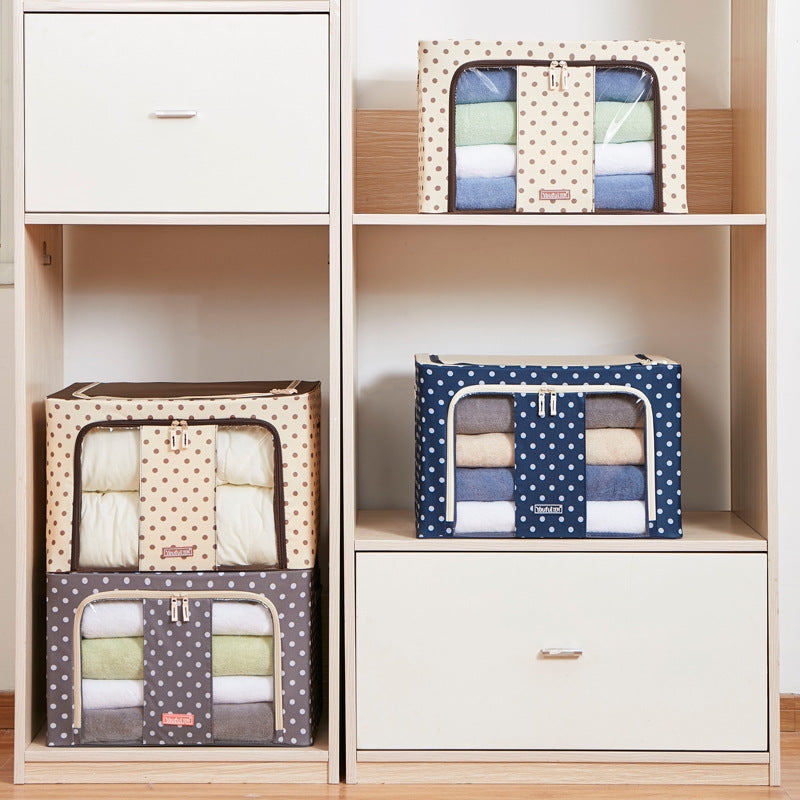 Double Window Storage Box Foldable Fabric Organizer for Home