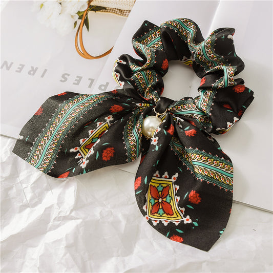 Pearl Pendant Large Hair Band – Knotted Big Bow Hair Rope