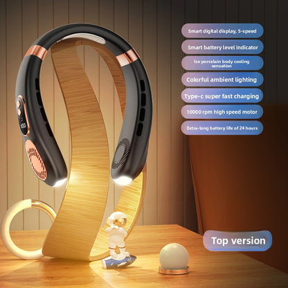 Portable Bladeless Neck Fan with USB Charging and Airflow
