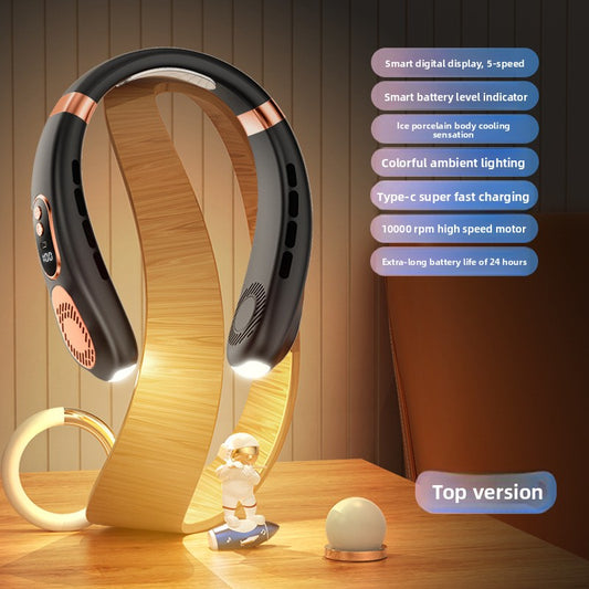 Portable Bladeless Neck Fan with USB Charging and Airflow