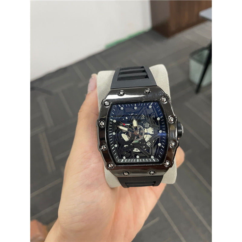 Cylindrical Men’s Watch with Luminous Quartz Movement for Men