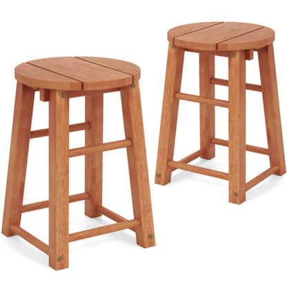 18-Inch Outdoor Wood Bar Stools Set