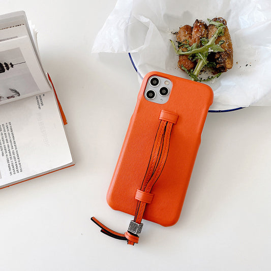 Leather Phone Case with Wrist Strap – Three Bread Design