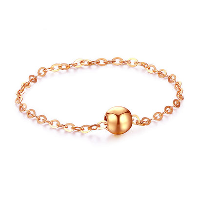 18K Gold Fortune Bead Ring with Chain Design