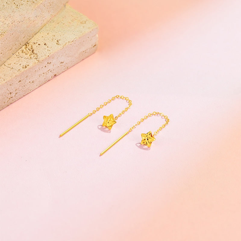 18K Gold Four-Leaf Clover Earrings with Gift Box
