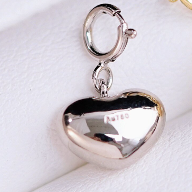 18K Gold Heart Pendant with Spring Clasp