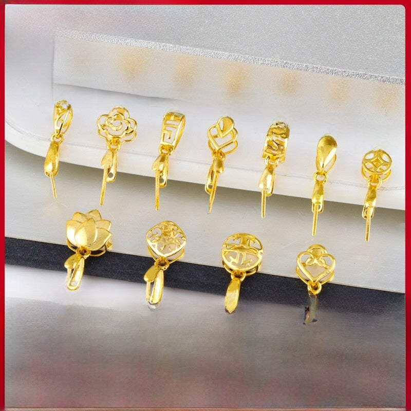 18K Gold Jewelry Clasp with Gemstone Inlay