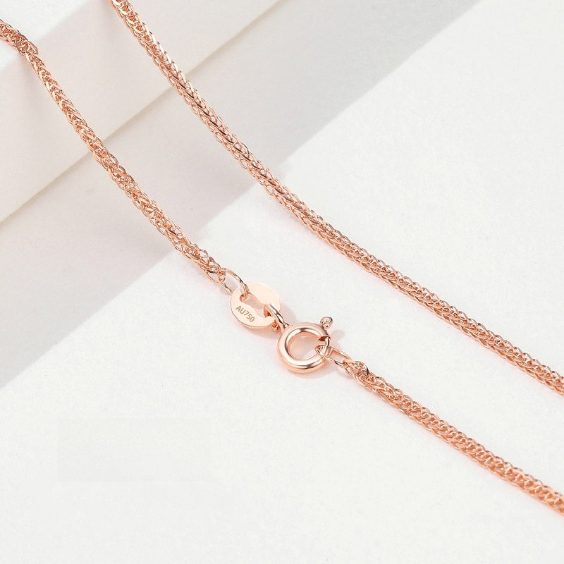 18K Gold Plain Chain Necklace for Women