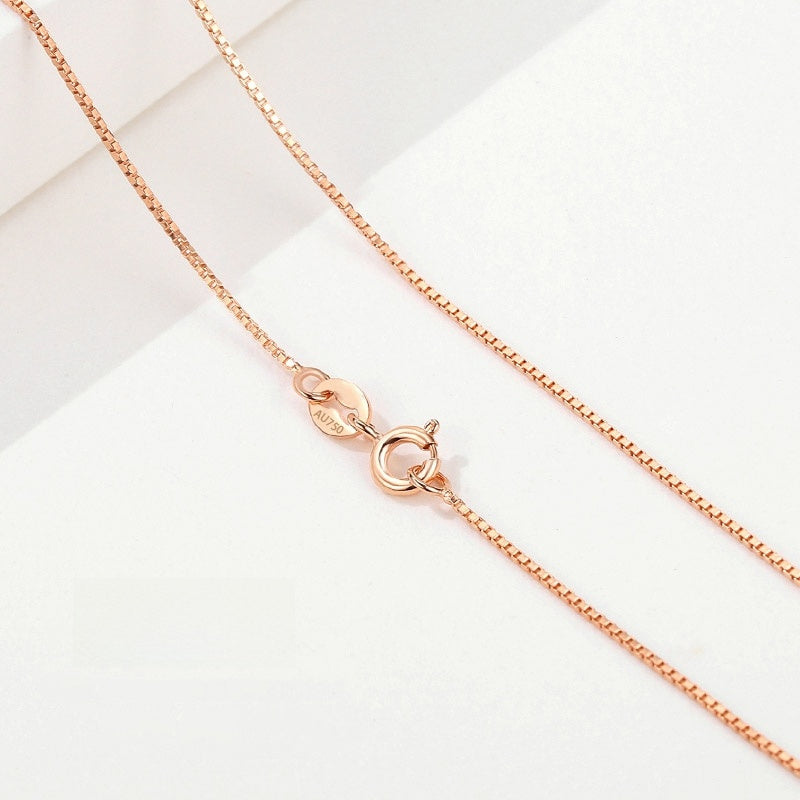 18K Gold Plain Chain Necklace for Women