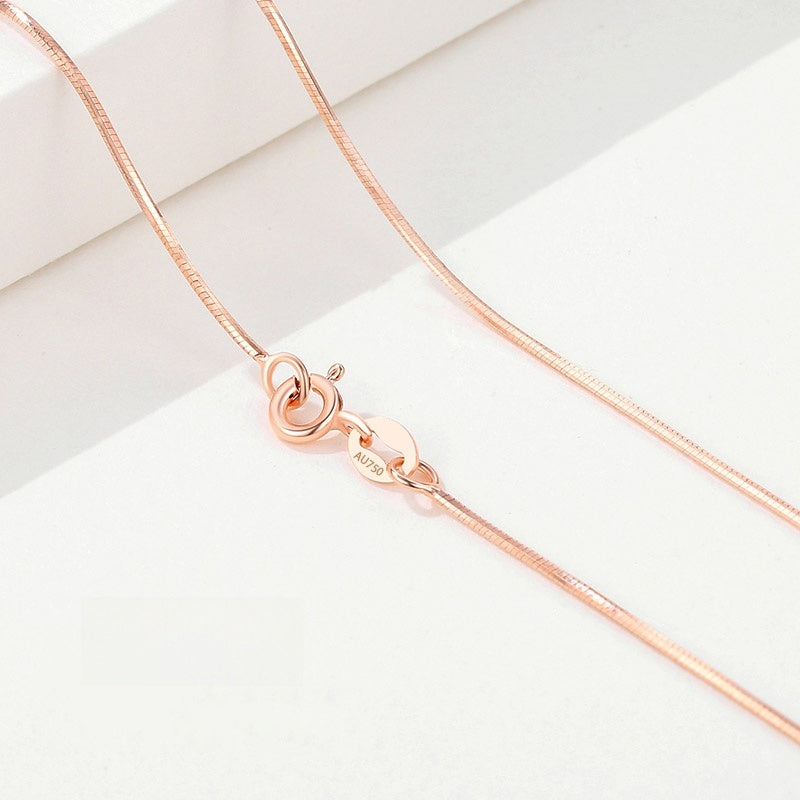 18K Gold Plain Chain Necklace for Women