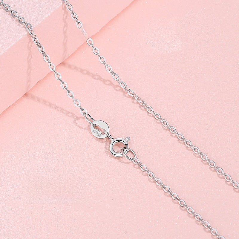 18K Gold Plain Chain Necklace for Women