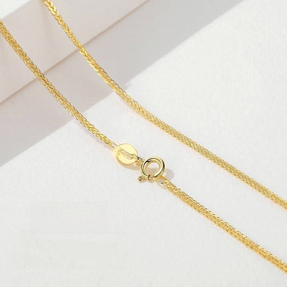 18K Gold Plain Chain Necklace for Women
