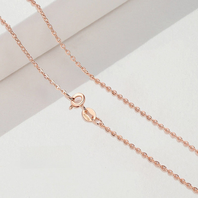 18K Gold Plain Chain Necklace for Women