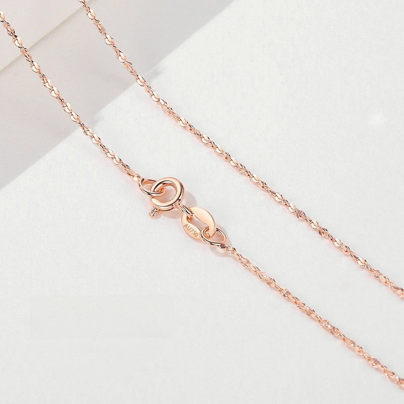 18K Gold Plain Chain Necklace for Women
